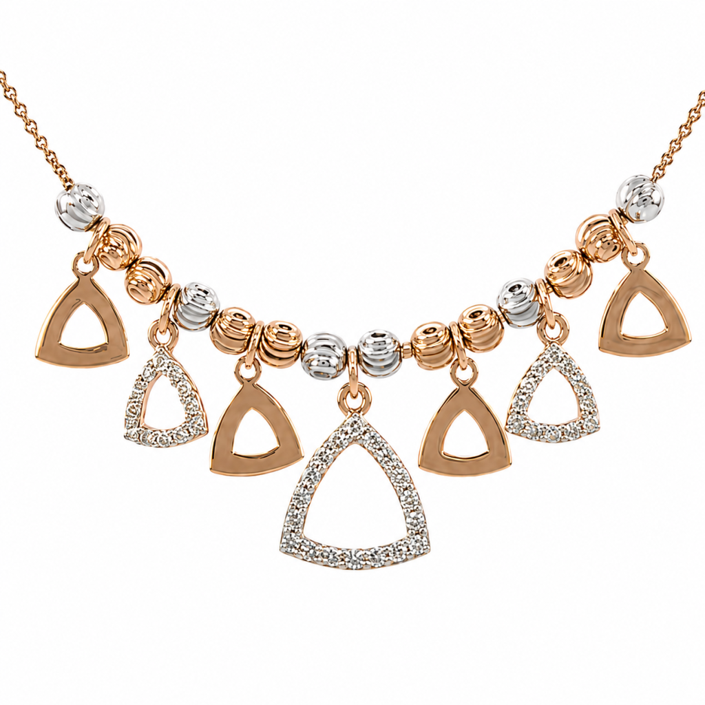 Aurelia Triad Rose Gold Necklace & Earrings Set — View 2