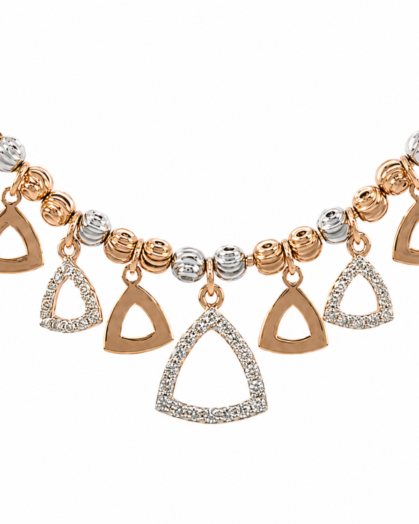 Aurelia Triad Rose Gold Necklace & Earrings Set — styled view