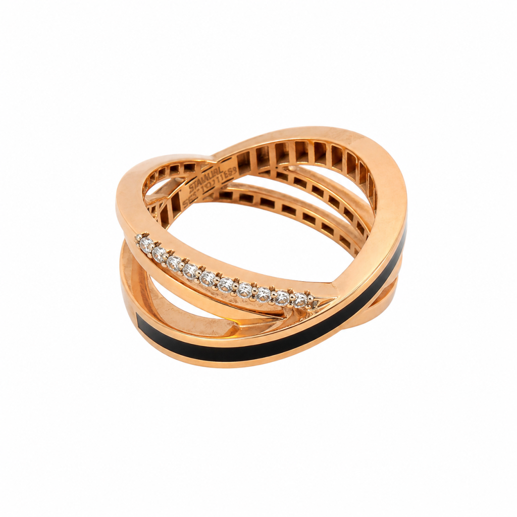 Noir Élan Crossover Diamond Ring — View 3