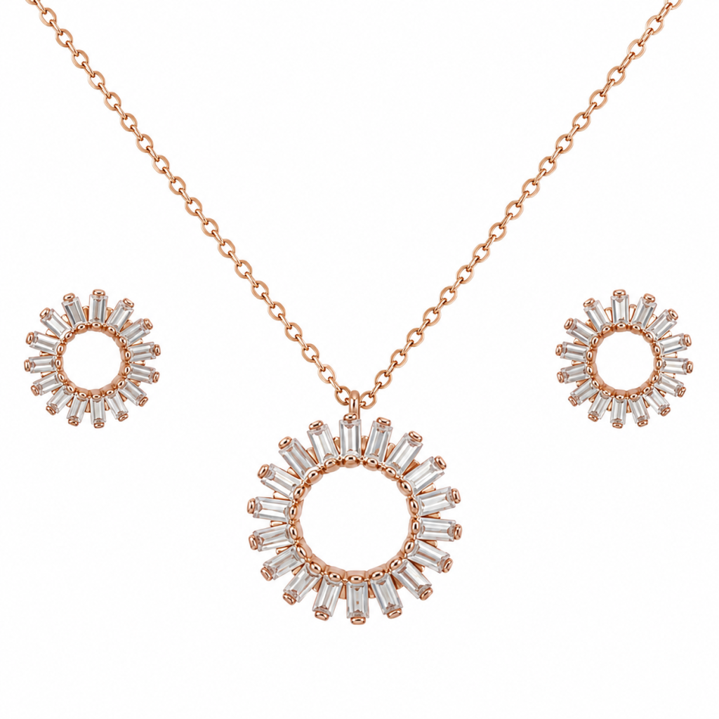 Aurelia Halo Pendant & Stud Set — View 1