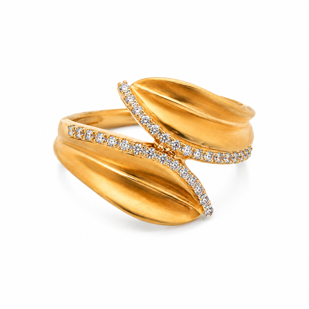 Aurelia Leaf Diamond Ring — View 3