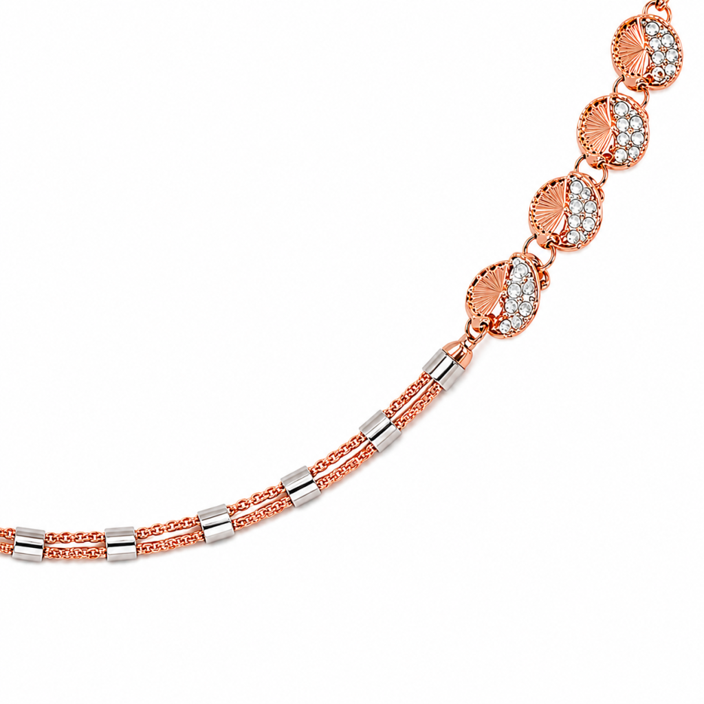 Aurielle Rose Gold Crystal Station Necklace — View 3