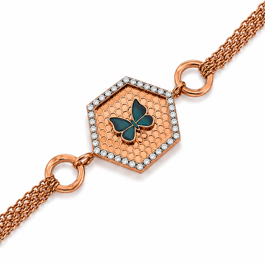 Aurora Butterfly Rose Gold Bracelet — View 3