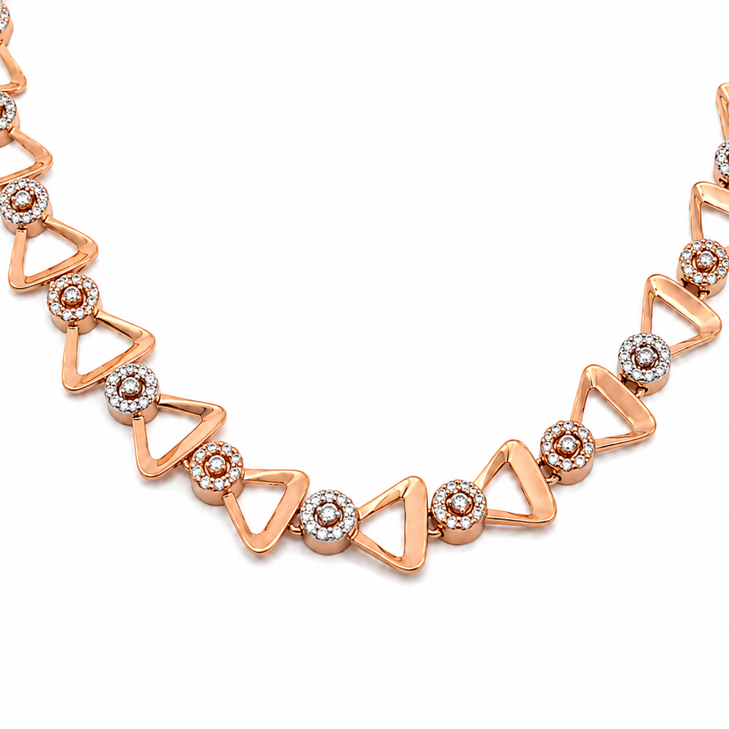 Celeste Rose Geometric Necklace & Stud Set — View 2