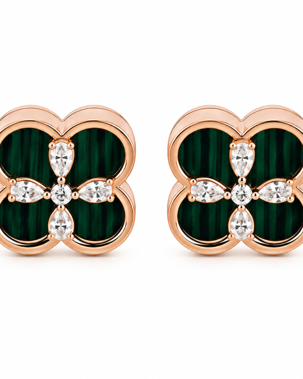 Emerald Clover Radiance Pendant & Stud Set — styled view