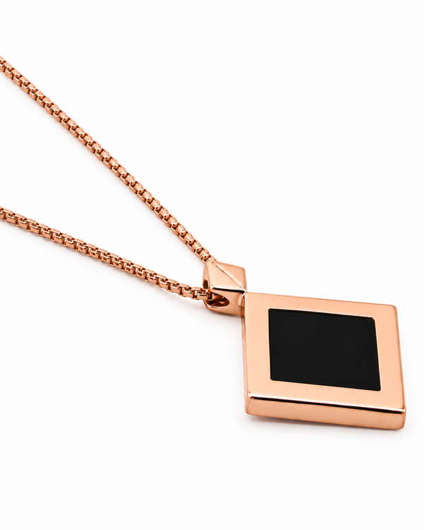 Aurelia Garnet Geometric Pendant Necklace — styled view