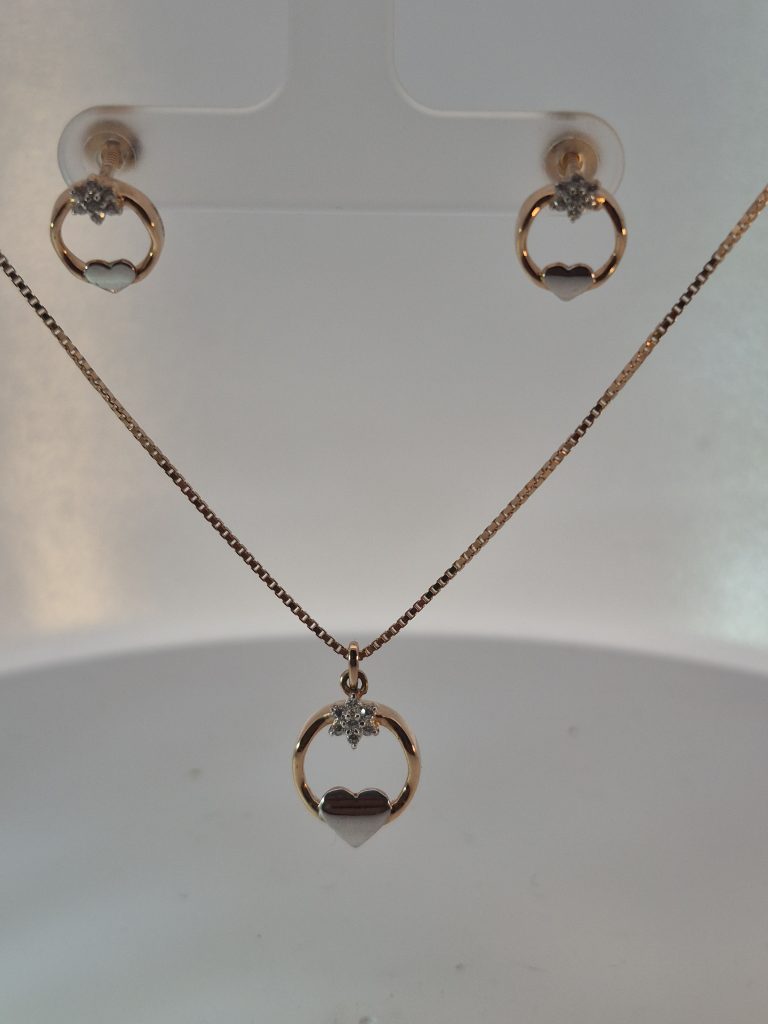JAINIKA Celeste Heart Halo Pendant & Earrings Set — View 5