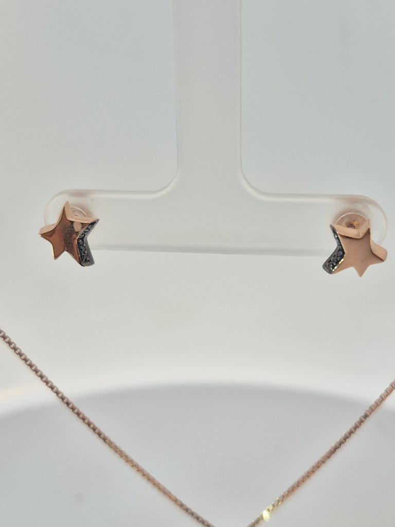Celestial Star Rose Gold Pendant & Stud Earrings Set — View 5