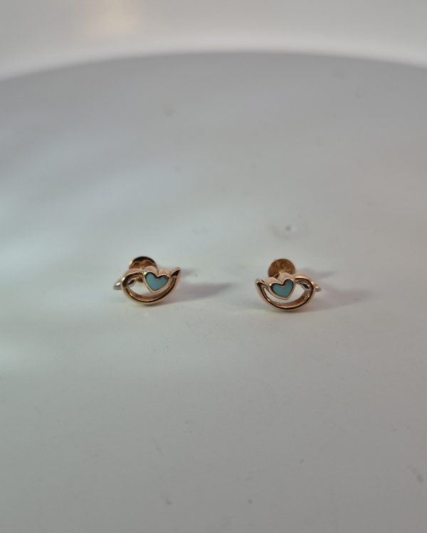Azure Heart Embrace Stud Earrings — styled view