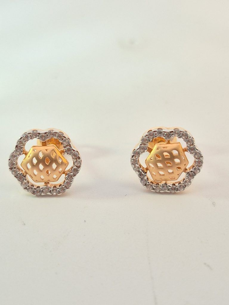 JAINIKA Floral Lattice Crystal Stud Earrings — View 2