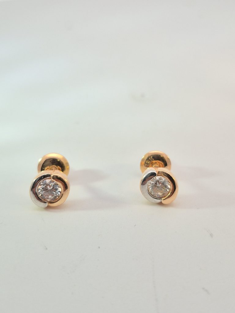 Élan Dual-Tone Crystal Stud Earrings — View 2