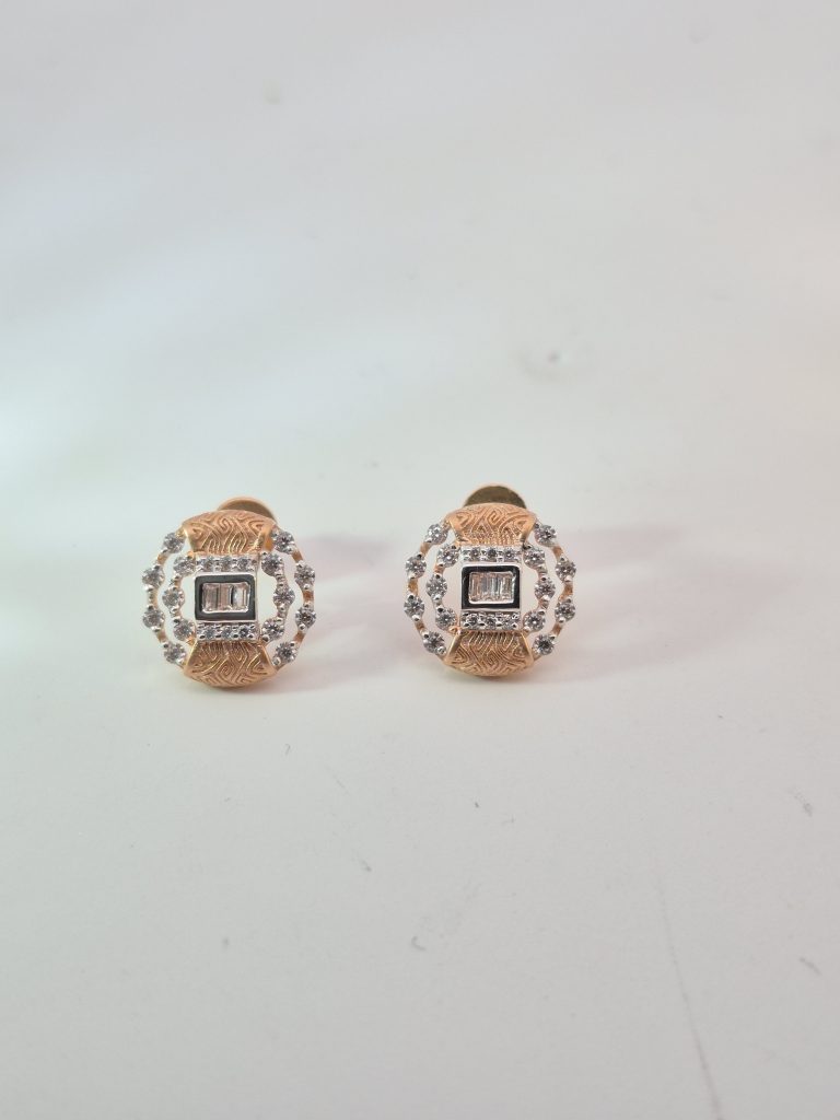 JAINIKA Imperial Halo Rose Gold Stud Earrings — View 2