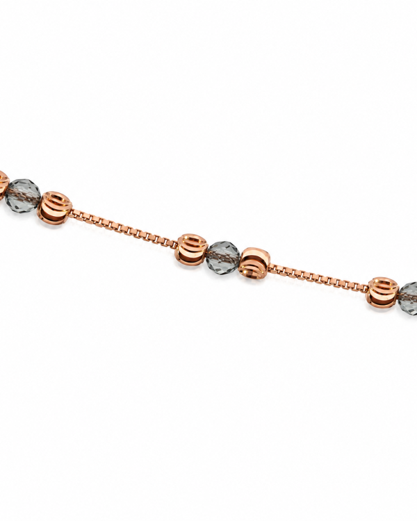 JAINIKA Celeste Beaded Rose Gold Chain Necklace — styled view