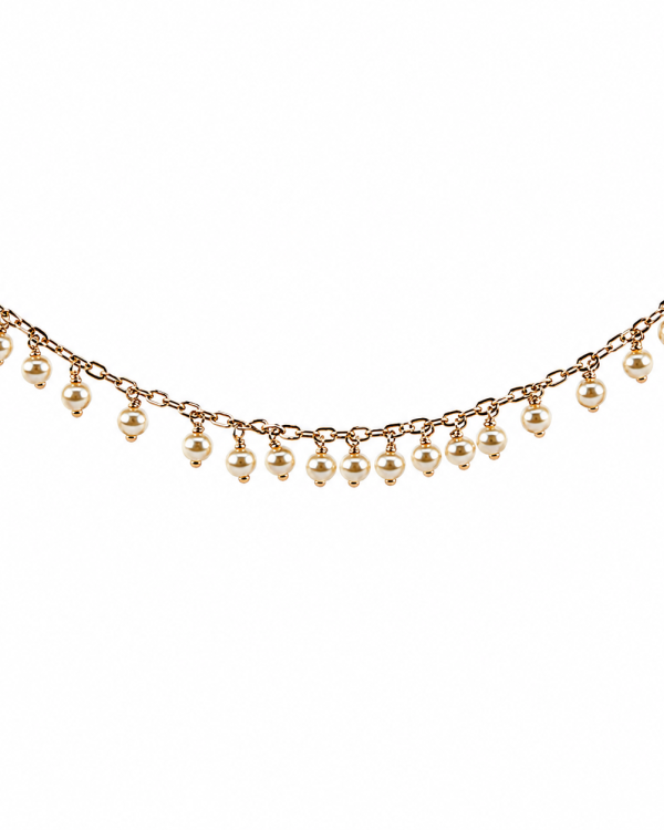 Celeste Pearl Cascade Necklace — styled view