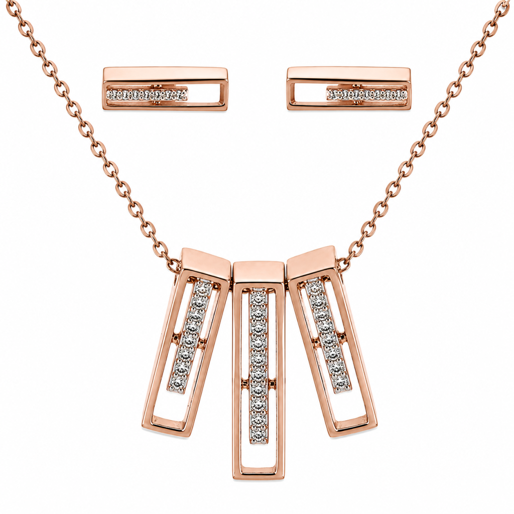 JAINIKA Aurora Linear Rose Gold Pendant Set — View 1