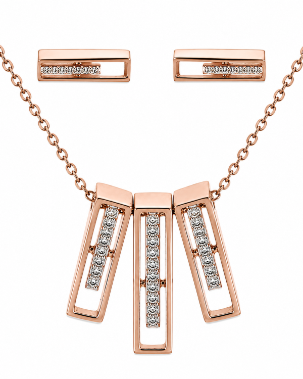 JAINIKA Aurora Linear Rose Gold Pendant Set