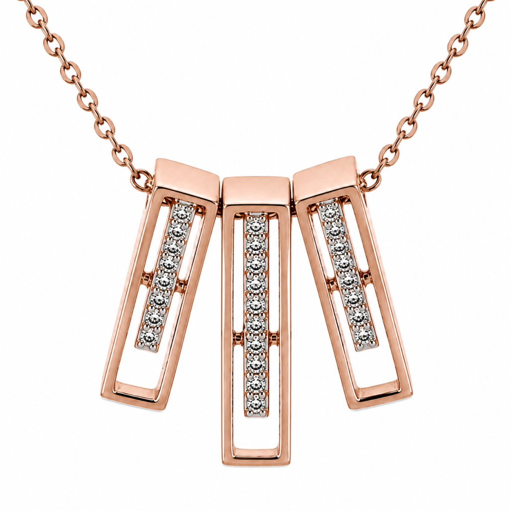JAINIKA Aurora Linear Rose Gold Pendant Set — View 2