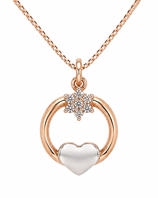 JAINIKA Celeste Heart Halo Pendant & Earrings Set — styled view