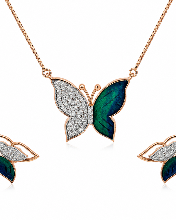 Aurora Butterfly Pendant & Earrings Set