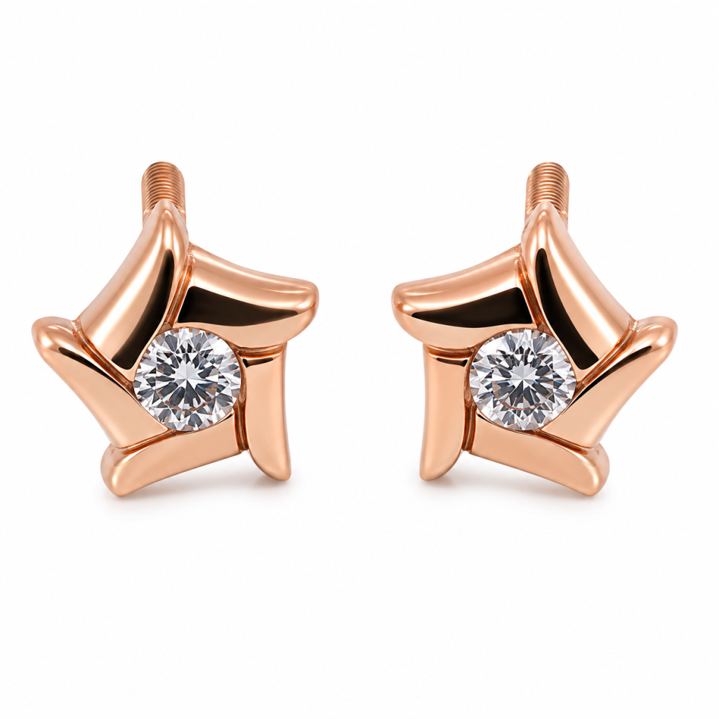 Celeste Crystal Rose Gold Stud Earrings — View 1