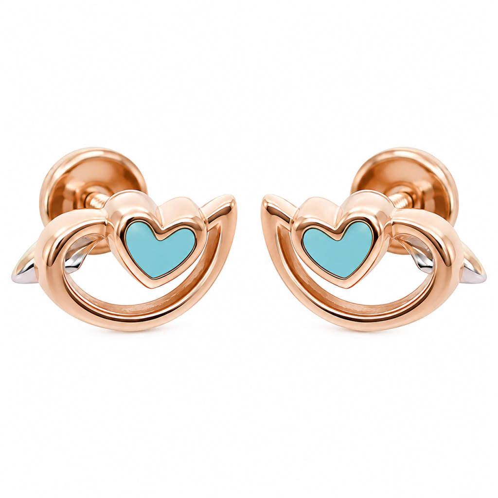 Azure Heart Embrace Stud Earrings — View 1