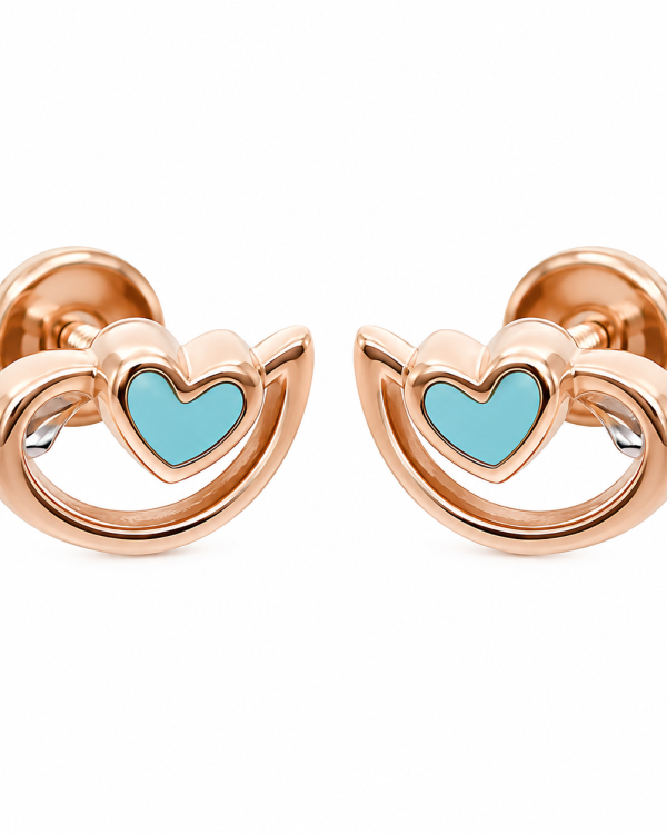 Azure Heart Embrace Stud Earrings