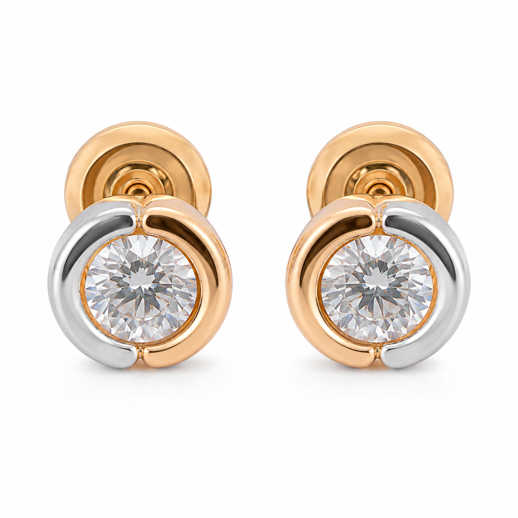 Élan Dual-Tone Crystal Stud Earrings — View 1