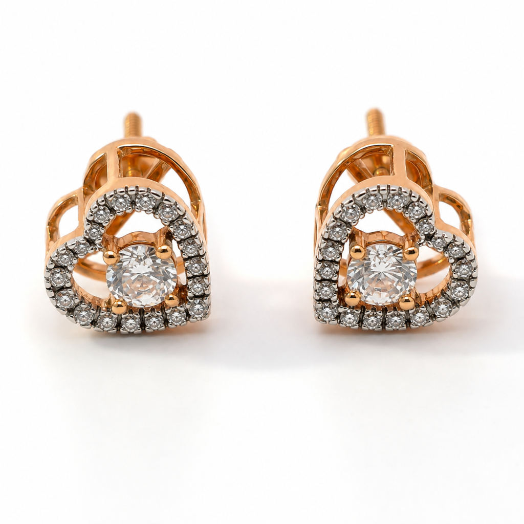 JAINIKA Eternal Heart Crystal Stud Earrings — View 1