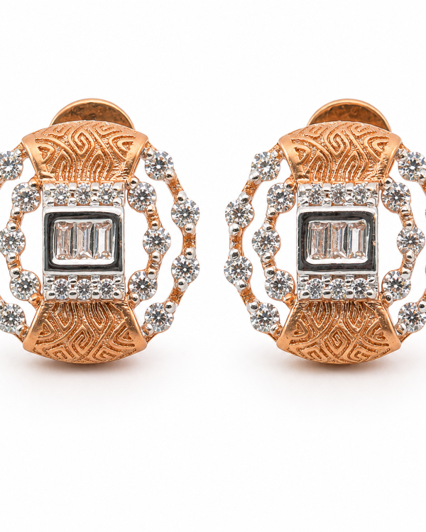 JAINIKA Imperial Halo Rose Gold Stud Earrings
