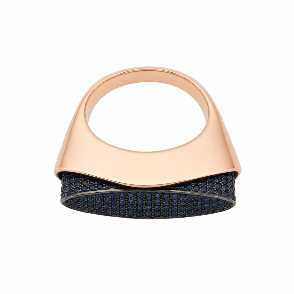 Midnight Bloom Rose Gold Statement Ring — View 1