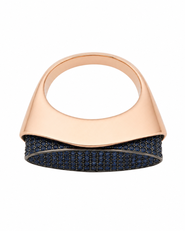 Midnight Bloom Rose Gold Statement Ring