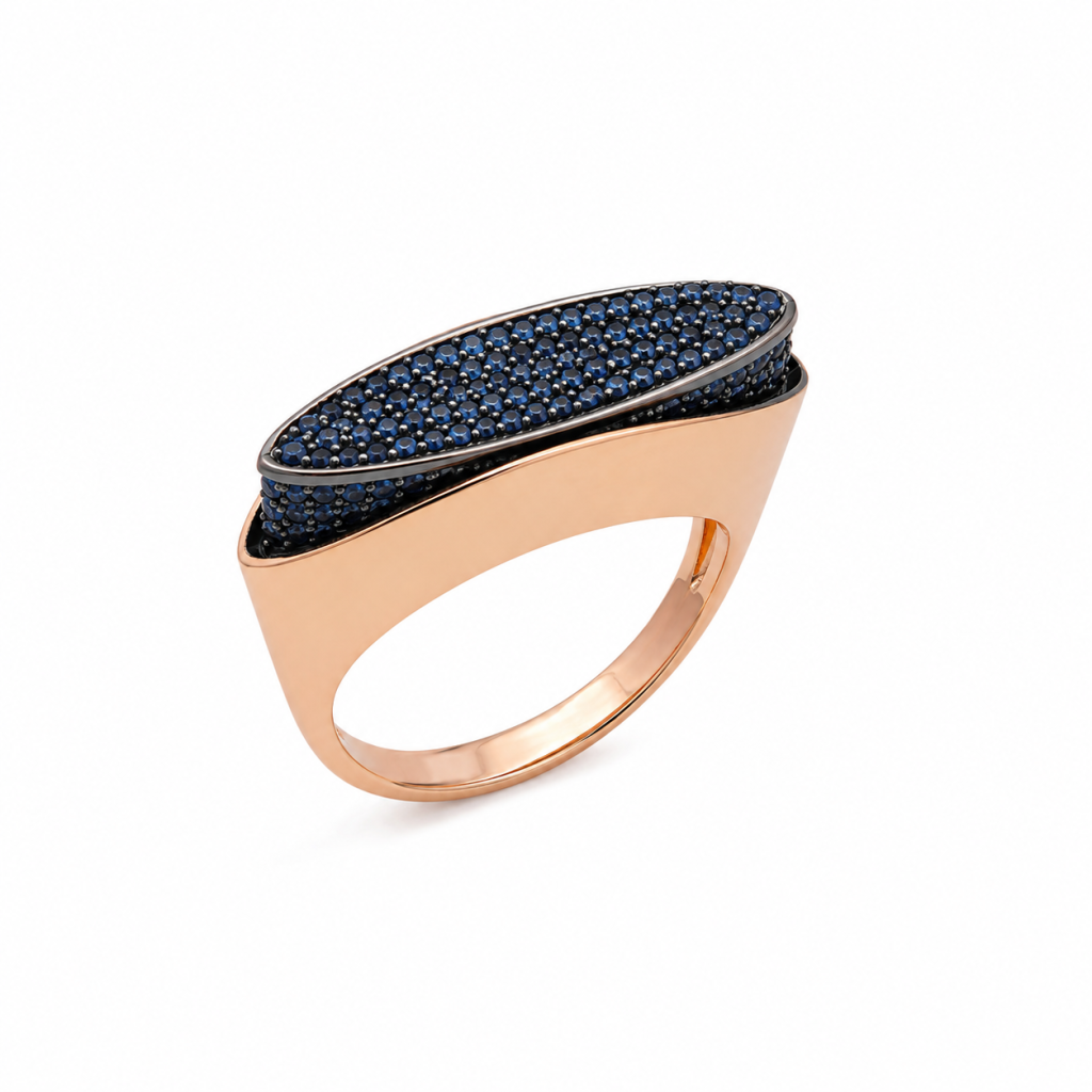 Midnight Bloom Rose Gold Statement Ring — View 2