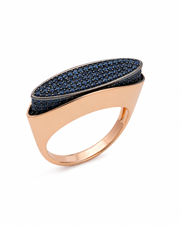 Midnight Bloom Rose Gold Statement Ring — styled view