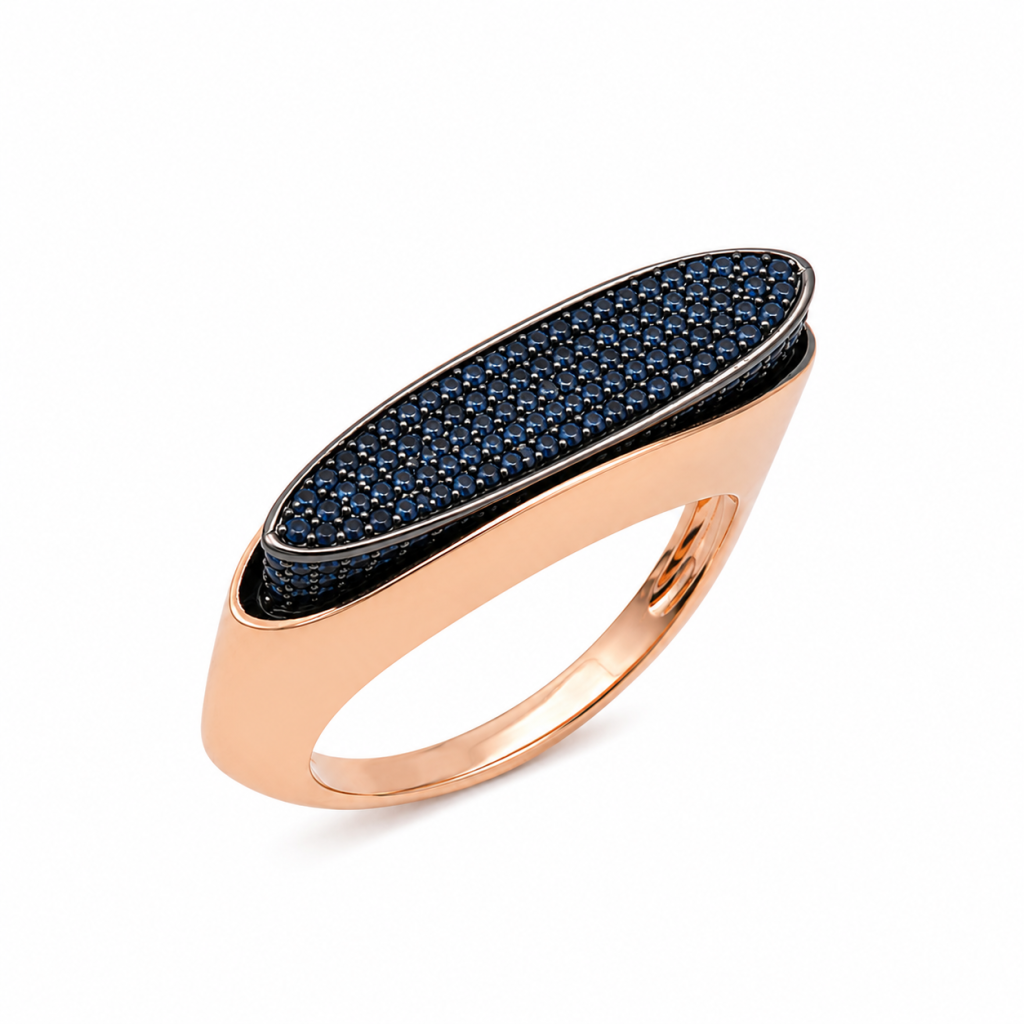 Midnight Bloom Rose Gold Statement Ring — View 3