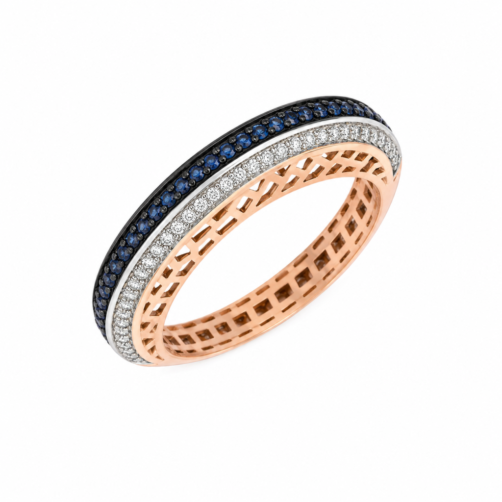 Celeste Dual Sapphire & Diamond Band Ring — View 2