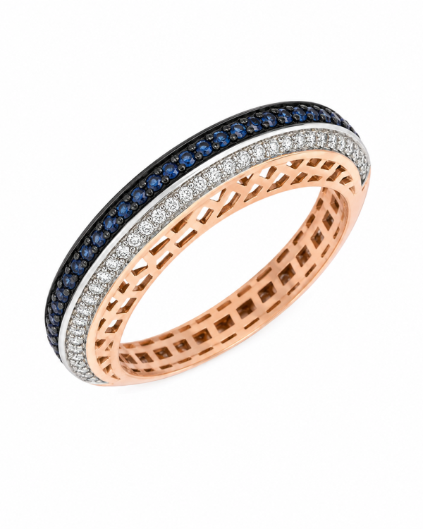 Celeste Dual Sapphire & Diamond Band Ring — styled view