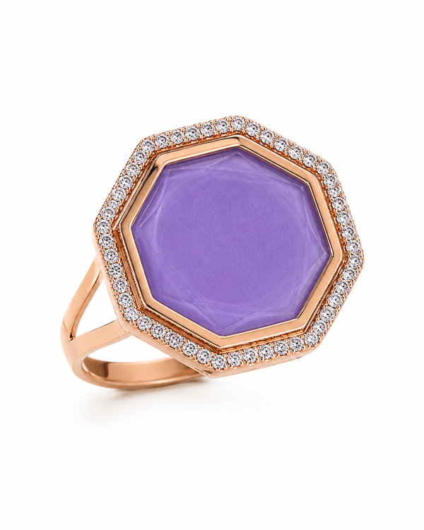 Celeste Violet Halo Ring — styled view