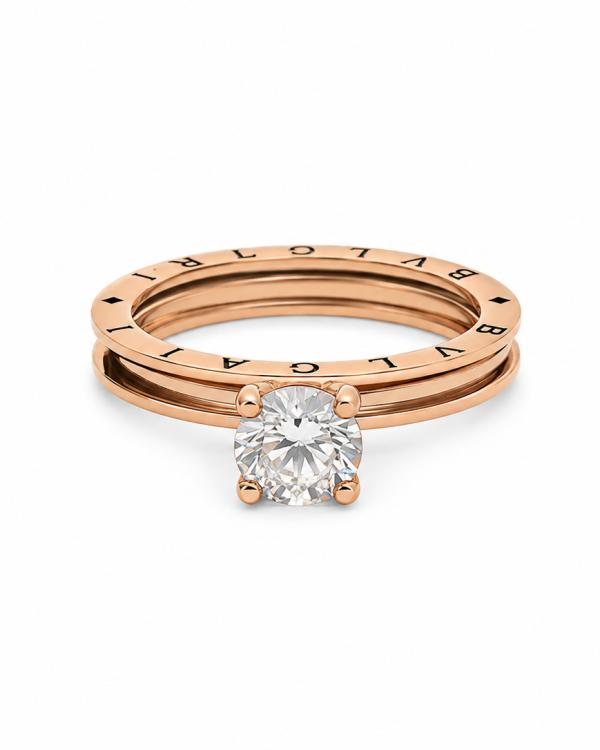 Eterna Solitaire Rose Gold Ring — styled view