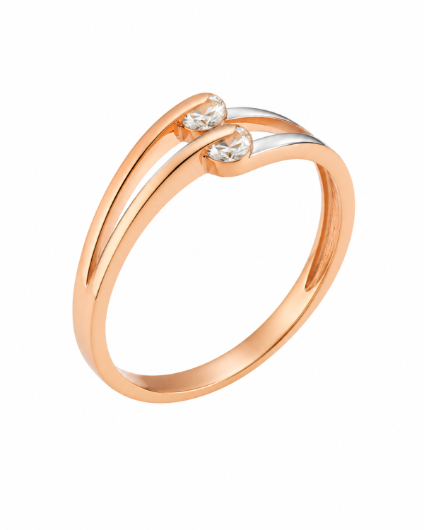 JAINIKA Celeste Dual-Tone Crystal Ring — styled view
