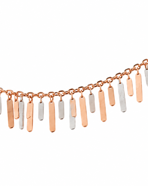 Celeste Fringe Rose Gold Necklace — styled view