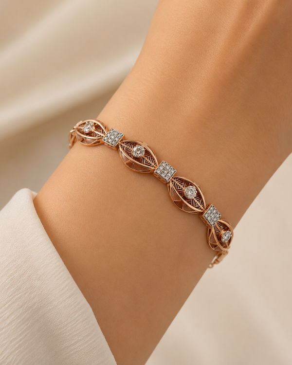 JAINIKA Celeste Rose Gold Bracelet — styled view