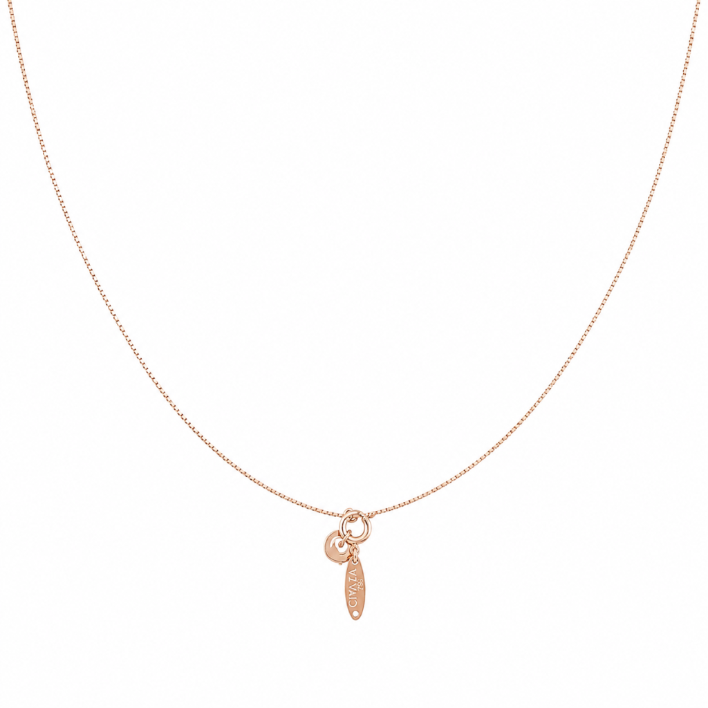 JAINIKA Signature Rose Gold Box Chain Necklace — View 2