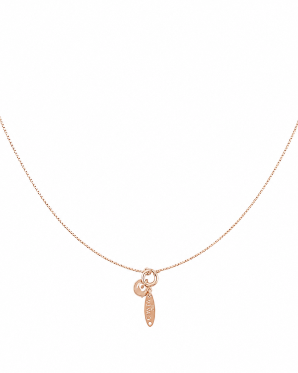 JAINIKA Signature Rose Gold Box Chain Necklace — styled view