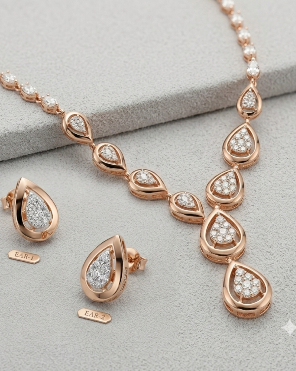 Élan Teardrop Necklace & Stud Earrings Set — styled view