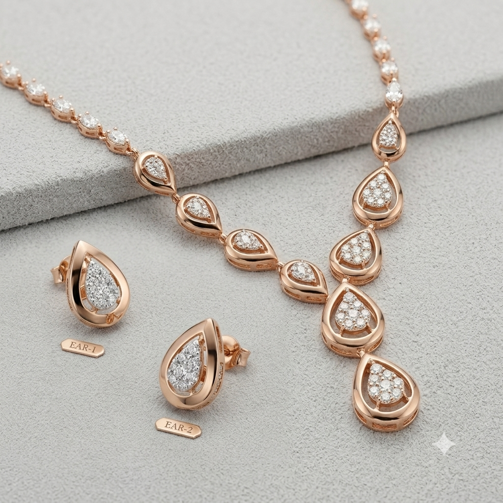 Élan Teardrop Necklace & Stud Earrings Set — View 2