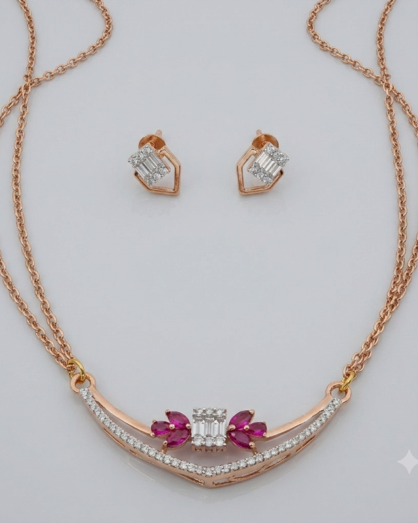 Ruby Radiance Pendant & Stud Earring Set — styled view