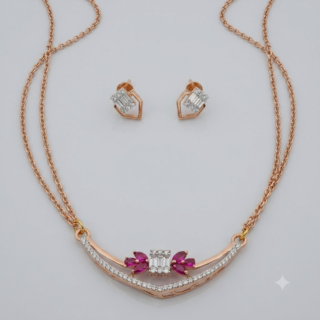 Ruby Radiance Pendant & Stud Earring Set — View 2
