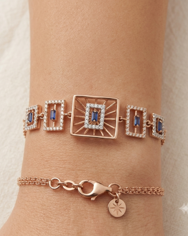 Celestial Sapphire Geometric Bracelet