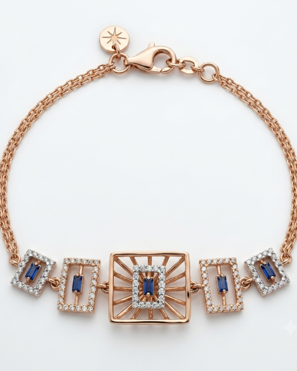 Celestial Sapphire Geometric Bracelet — styled view