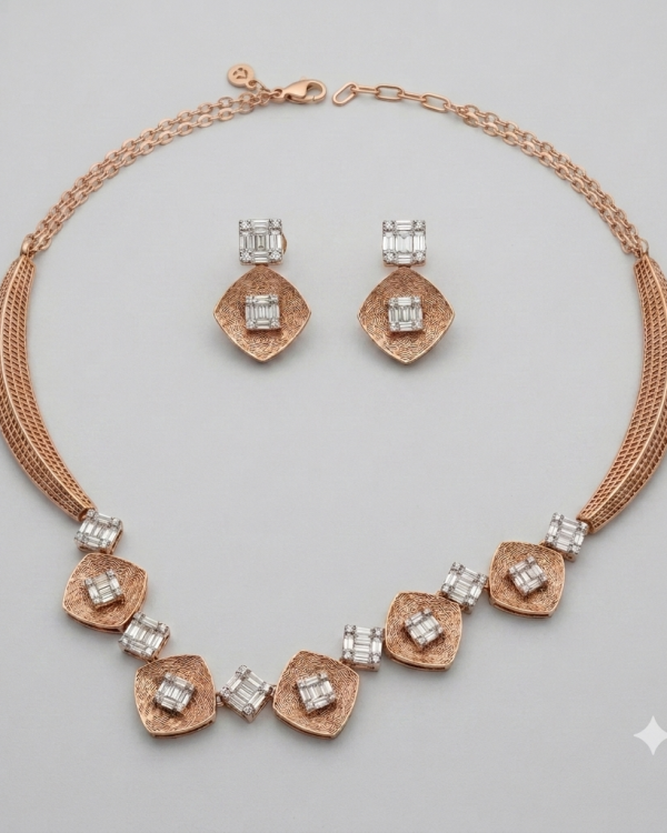 JAINIKA Étoile Rose Necklace & Earrings Set — styled view